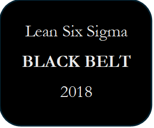 A black rounded rectangle graphic with white text reading 'Lean Six Sigma BLACK BELT 2018'.