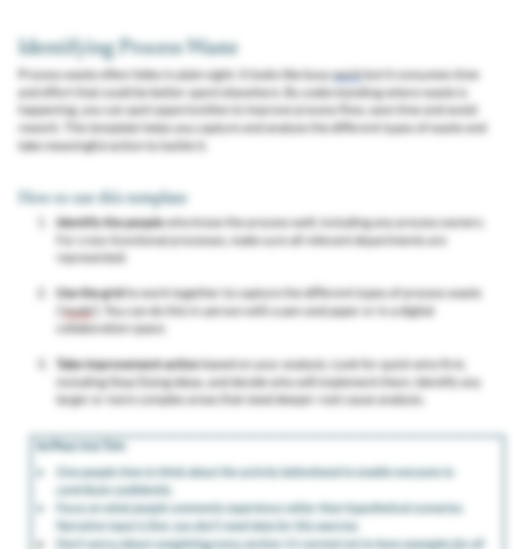 A blurry document or poster page with the heading 'Identifying Process Phase' in teal text and several paragraphs and bullet points below in dark text on a white background.