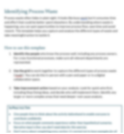 A blurry document or poster page with the heading 'Identifying Process Phase' in teal text and several paragraphs and bullet points below in dark text on a white background.
