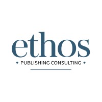 The logo for 'Ethos Publishing Consulting' is shown on a plain white background. The word 'ethos' is written in a dark teal serif font, with 'PUBLISHING CONSULTING' in smaller black sans-serif text underneath, separated by a thin horizontal line.